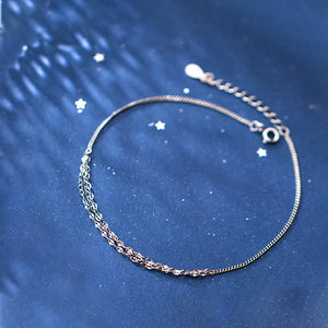 925 Silver Ankle Bracelets Women Beach Foot Chain
