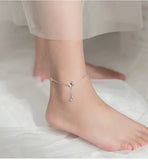 925 Silver Butterfly Rose Ankle Anklet Foot Bracelet for Women