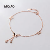 925 Silver Butterfly Rose Ankle Anklet Foot Bracelet for Women