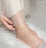 925 Silver Butterfly Rose Ankle Anklet Foot Bracelet for Women