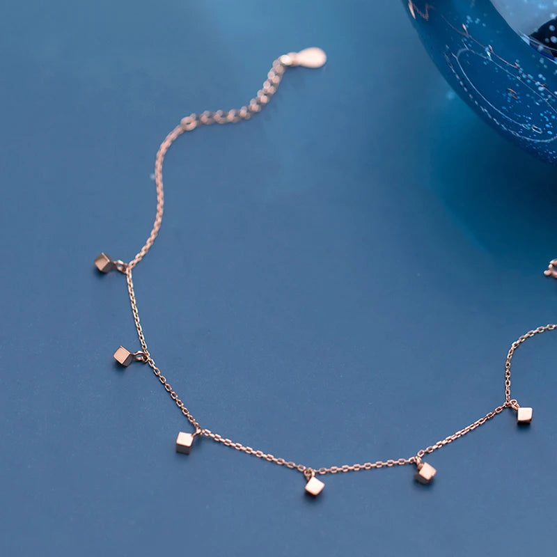 925 Silver Anklets For Women Square Foot Jewelry