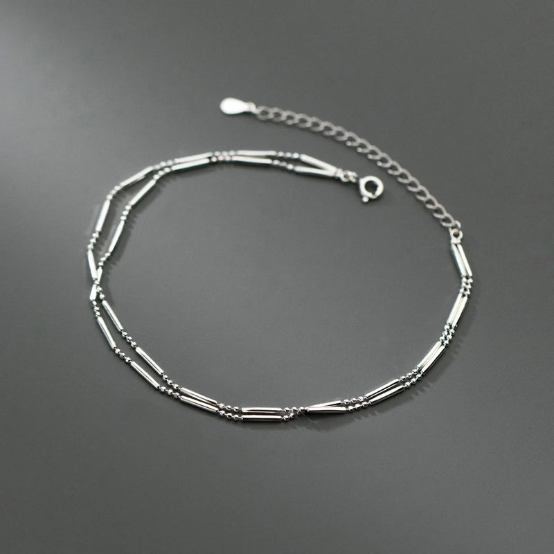 925 Sterling Silver Anklets Woman Barefoot Tobillera Women's Leg Bracelet