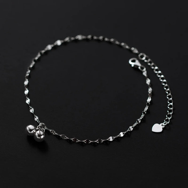 925 Silver Anklets Bell Bracelet Leg Tobillera Foot Chain Summer Jewelry