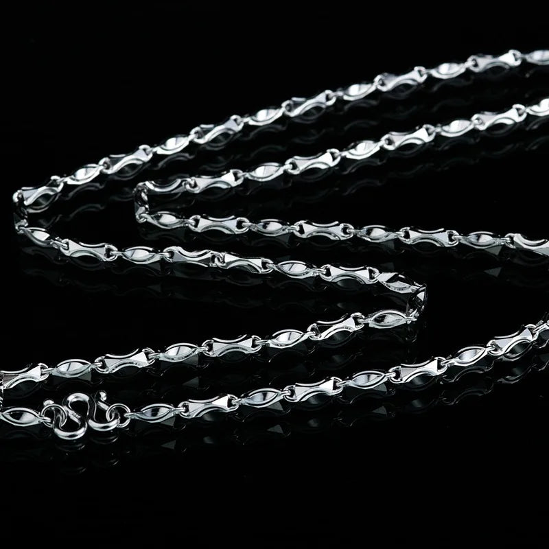 925 Silver Bamboo Ingot Melon Seed Chain 45-55" 1.6-4MM Man Necklace