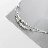 925 Silver Beach Ankle Bracelets Frosted Bead Footwear