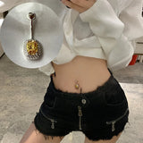 925 Silver Belly Button Piercing Square Latin Dance Jewelry Female