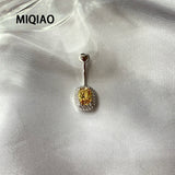 925 Silver Belly Button Piercing Square Latin Dance Jewelry Female