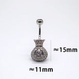 925 Silver Belly Button Ring Pircing Blessing Bag Lucky Shape Women Jewelry