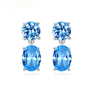 MIQIAO 925 Silver Crystal Vintage Stone Earrings Women Gothic Piercing Studs