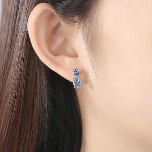 MIQIAO 925 Silver Crystal Vintage Stone Earrings Women Gothic Piercing Studs