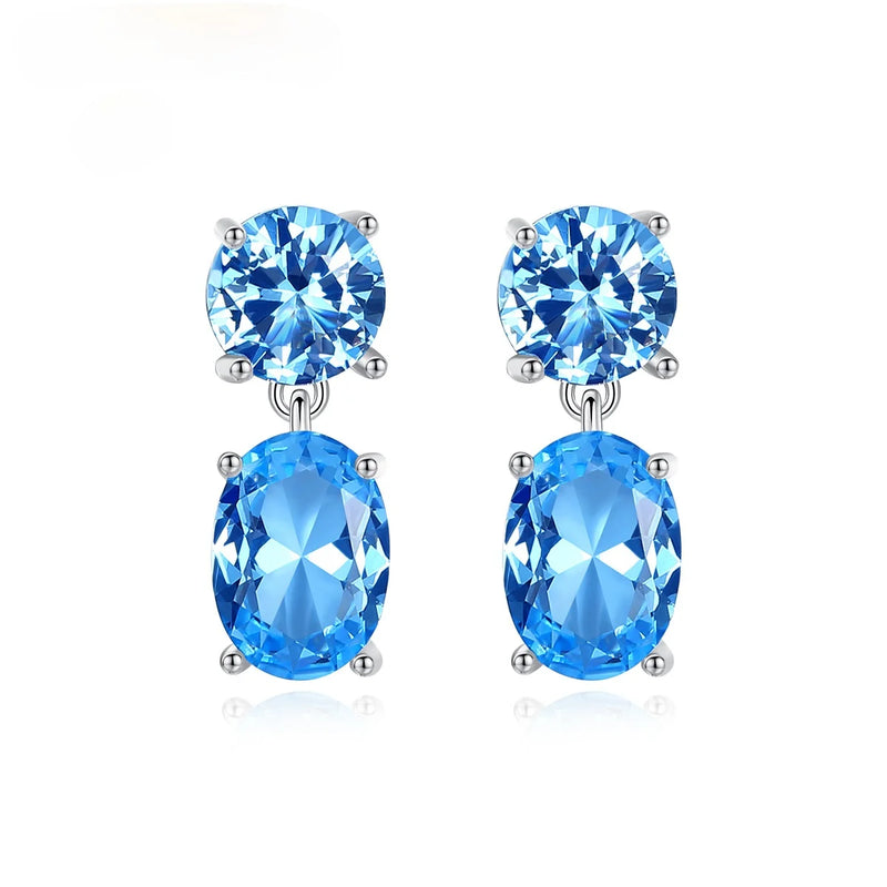 MIQIAO 925 Silver Crystal Vintage Stone Earrings Women Gothic Piercing Studs