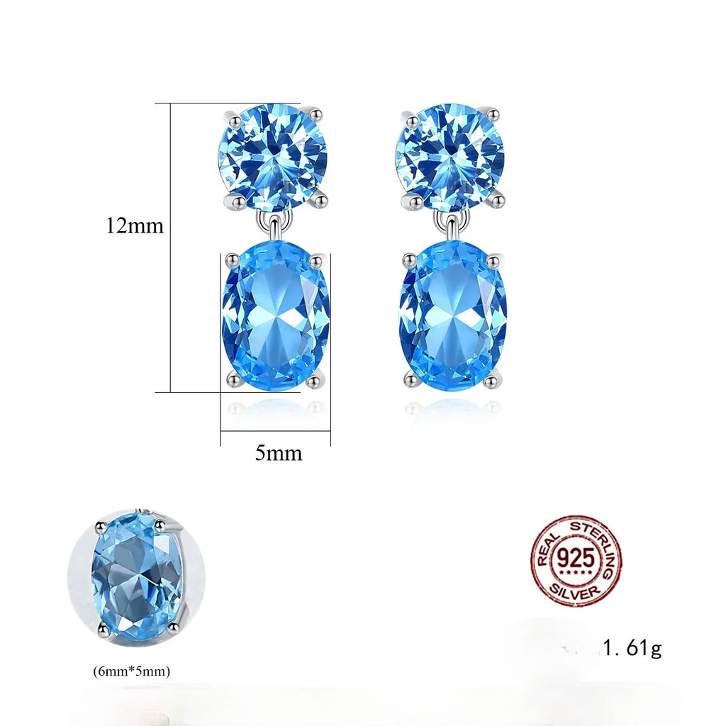 MIQIAO 925 Silver Crystal Vintage Stone Earrings Women Gothic Piercing Studs