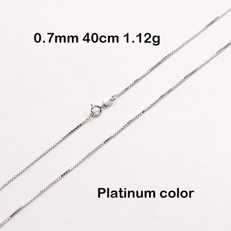 925 Silver Box Chain Long 40 45 50 55 Wide 0.7 0.8 1.0 1.2 mm Necklace