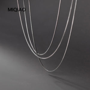 925 Sterling Silver Box Chain Necklaces For Women Jewelry