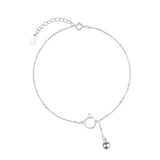 925 Silver Cat Bell Anklet Leg Bracelet Foot Chain Beach Accessory Women