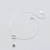 925 Silver Cat Bell Anklet Leg Bracelet Foot Chain Beach Accessory Women