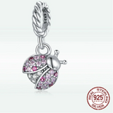 925 Silver Lady Bug Bracelet DIY Charms Beads Women Wedding Gift