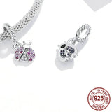 925 Silver Lady Bug Bracelet DIY Charms Beads Women Wedding Gift