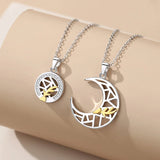 925 Silver Deer Horn Heart Necklace Couple Lover Gift