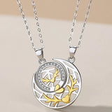 925 Silver Deer Horn Heart Necklace Couple Lover Gift