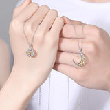 925 Silver Deer Horn Heart Necklace Couple Lover Gift