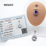 925 Silver Oval Flower Purple Zircon Belly Button Piercing