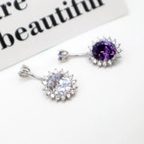 925 Silver Oval Flower Purple Zircon Belly Button Piercing