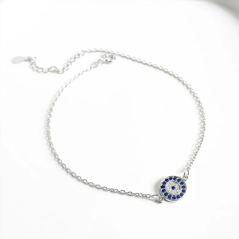 925 Silver Evil Eye Anklet Foot Bracelet Leg Chain Gift