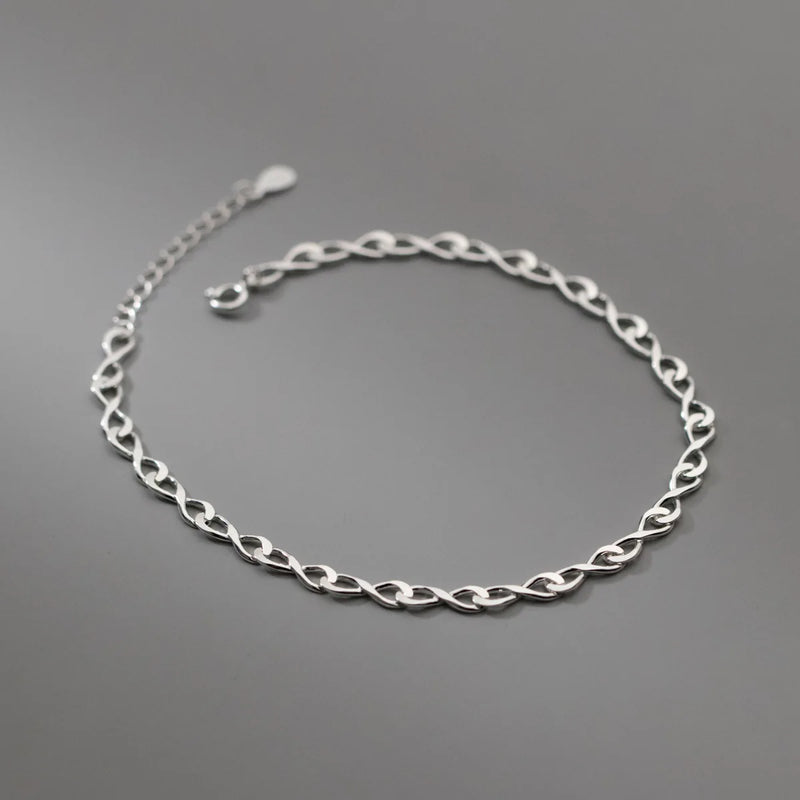 925 Silver Figure 8 Number Anklet Women Foot Chain Summer Gift