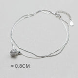 925 Silver Dandelion Flower Ankle Bracelet for Women
