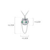 925 Silver Glasses Cat Necklace Diamond Zircon Kitten Clavicle Chain