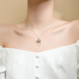 925 Silver Glasses Cat Necklace Diamond Zircon Kitten Clavicle Chain