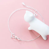 925 Silver Heart Anklet Women's Bracelet On Leg Love Foot Chain 21.5 CM