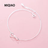 925 Silver Heart Anklet Women's Bracelet On Leg Love Foot Chain 21.5 CM