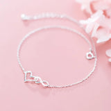 925 Silver Heart Anklet Women's Bracelet On Leg Love Foot Chain 21.5 CM