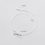 925 Silver Heart Anklet Women's Bracelet On Leg Love Foot Chain 21.5 CM