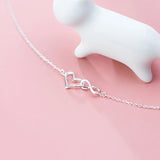 925 Silver Heart Anklet Women's Bracelet On Leg Love Foot Chain 21.5 CM