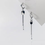 925 Silver Tassel Hoop Earrings Geometric Long Ear Jewelry Female