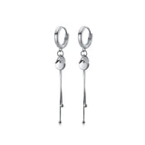 925 Silver Tassel Hoop Earrings Geometric Long Ear Jewelry Female