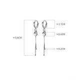 925 Silver Tassel Hoop Earrings Geometric Long Ear Jewelry Female