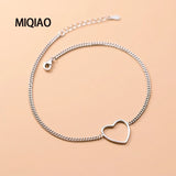925 Silver Leg Bracelet Ankle Chain Body Jewelry Hollow Love Heart Foot Ornament