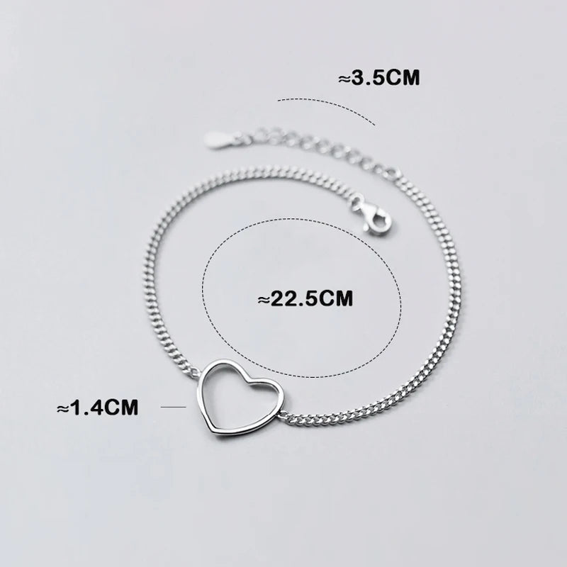 925 Silver Leg Bracelet Ankle Chain Body Jewelry Hollow Love Heart Foot Ornament