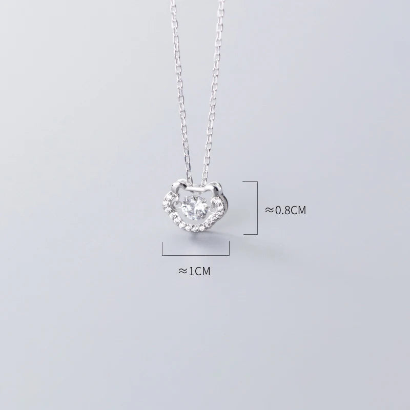 925 Silver Necklace Women Pendant Choker Diamond Chinese Hollow Clavicle Chain