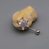 925 Sterling Silver Christmas Snowflake Belly Button Piercing