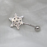 925 Sterling Silver Christmas Snowflake Belly Button Piercing