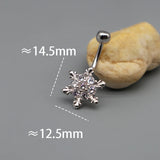 925 Sterling Silver Christmas Snowflake Belly Button Piercing