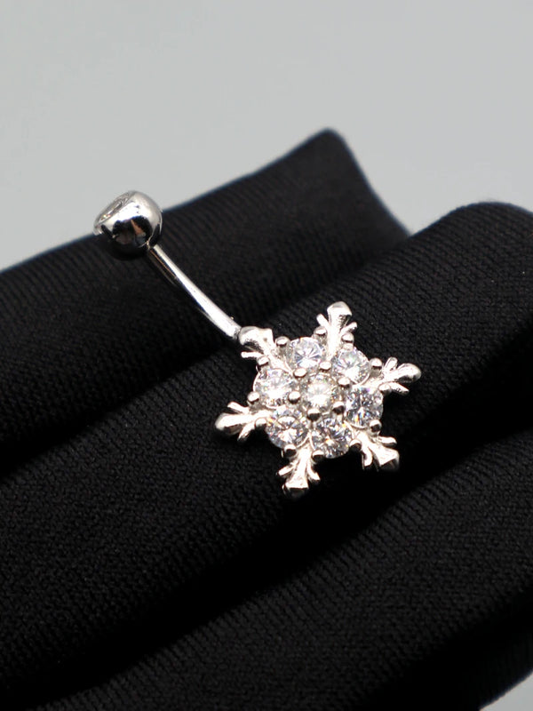 925 Sterling Silver Christmas Snowflake Belly Button Piercing