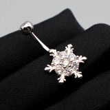 925 Sterling Silver Christmas Snowflake Belly Button Piercing