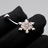 925 Sterling Silver Christmas Snowflake Belly Button Piercing