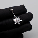 925 Sterling Silver Christmas Snowflake Belly Button Piercing